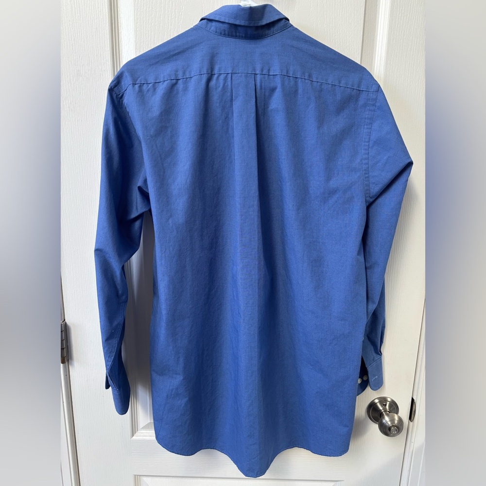 CHAPS Men's Blue Checkered Button Down Long Sleeve Collared Shirt Medium Pocket - Picture 2 of 6